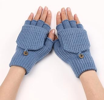 Women's Chunky Cable Knit Fingerless Gloves Flip Top Convertible